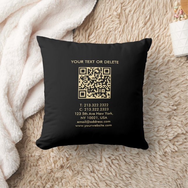 Coussin Code QR Modèle moderne et élégant noir et or (Couverture)