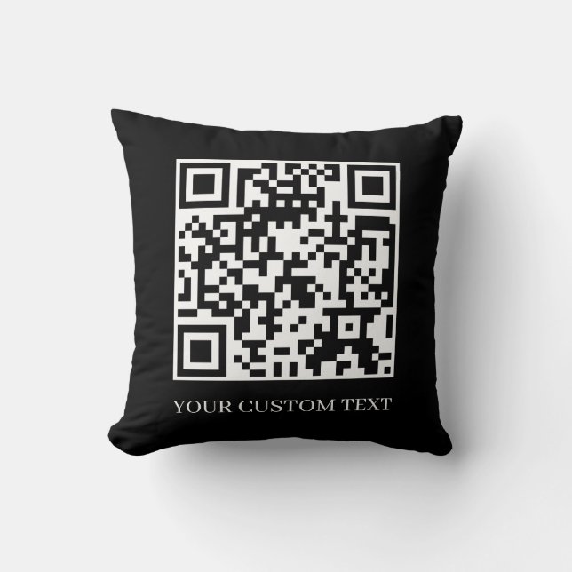 Coussin Code QR noir | Design minimaliste Scannez-moi (Recto)