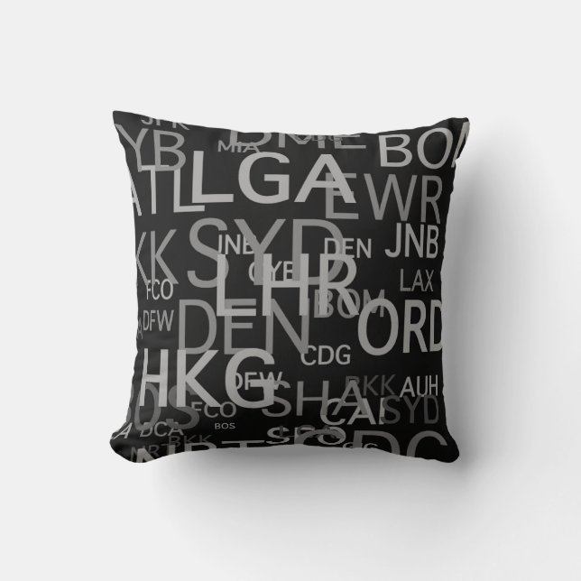 Coussin Codes d'aéroport de voyageur fréquent (Recto)