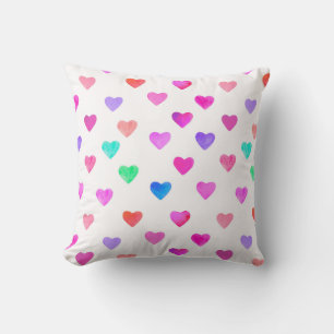 Coussin coeur aquarelle peint à la main motif Valentine's