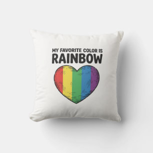 Coussin Cœur Arc-en-ciel Gravure Vintage Couleur Préférée