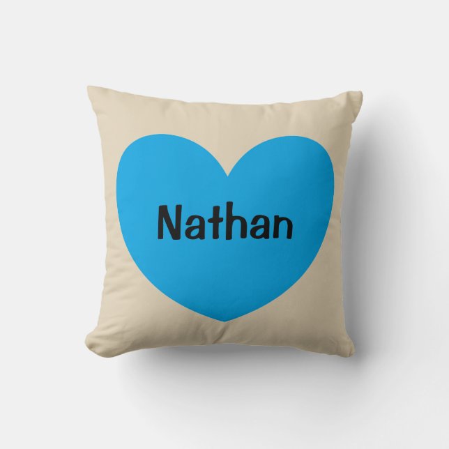 Coussin Coeur bleu personnalisé nouveau par bébé avec le (Recto)