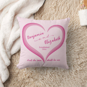 Coussin Cœur d'amour de couple à carreaux roses