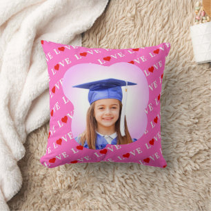 Coussin Coeur d'amour rose élégant