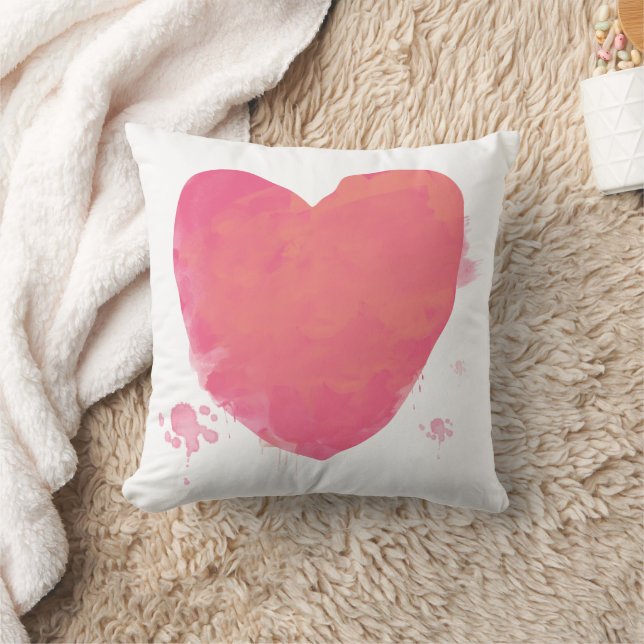 Coussin Coeur d'aquarelle rose (Couverture)
