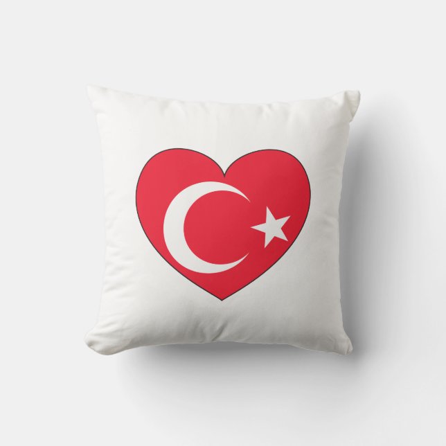 Coussin Coeur de drapeau de la Turquie (Recto)