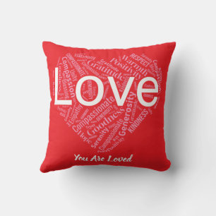 Coussin Cœur de l'art des mots de positivité – Typographie