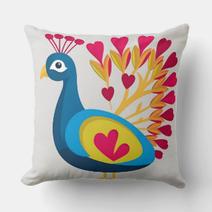 Coussin Coeur de paon vibrant : Salutation de la fête des