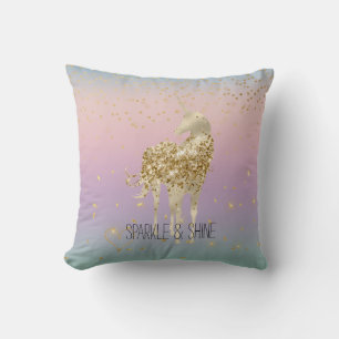 Coussin Coeur de Parties scintillant Unicorn Ombre Gold Co