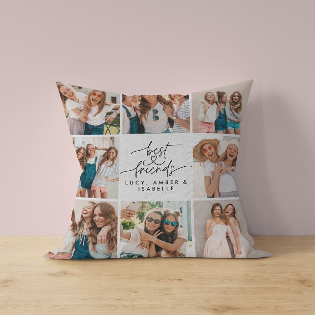 Coussin Coeur de script mignon moderne multi photo meilleu (Créateur téléchargé)