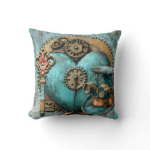 Cœur de Teal Vintage avec engrenages Art Steampunk