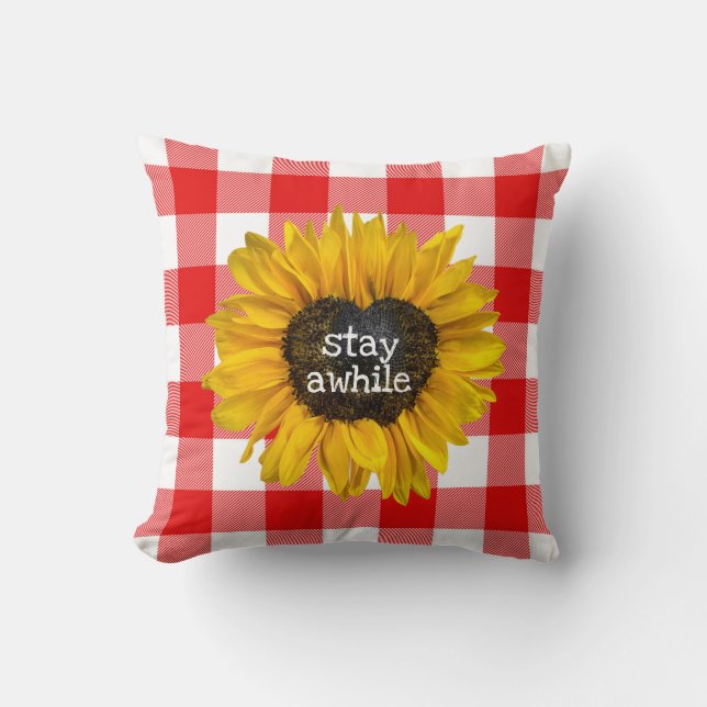 Coussin Coeur de tournesol sur Buffalo Plaid (Recto)