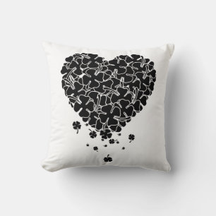 Coussin Coeur de trèfle noir
