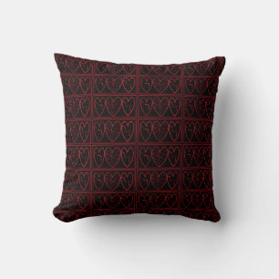 Coussin Cœur Décoratif Briseur Rouge Noir et Blanc