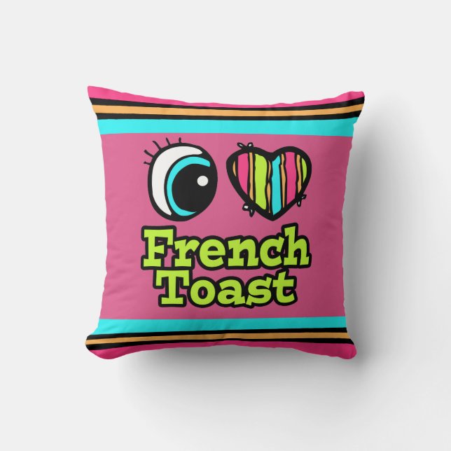Coussin Coeur des yeux lumineux J'aime Toast Français (Recto)