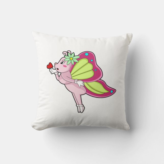 Coussin Coeur en fleurs papillon (Recto)