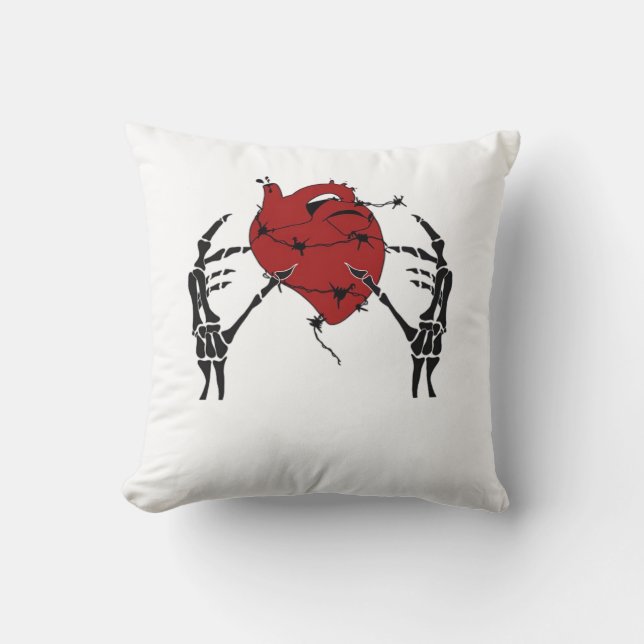 Coussin Coeur Et Mains - Squelette Mains Coeur (Recto)