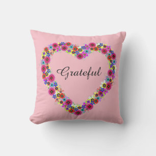 Coussin Coeur floral gracieux en rose Rose