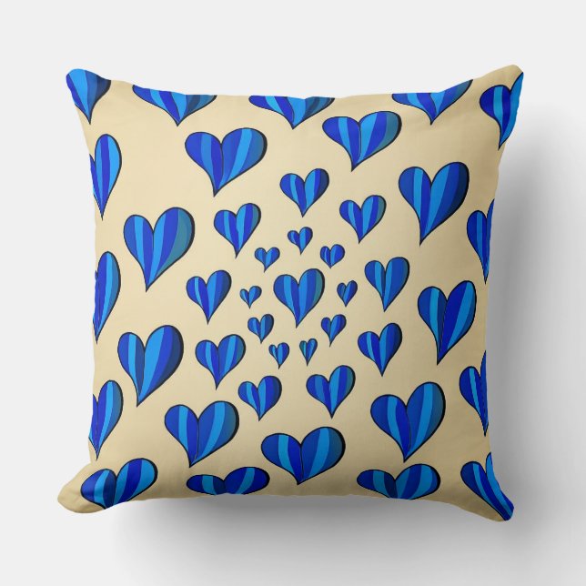 Coussin Cœur Fuseau – Édition Bleus Brillants (Recto)