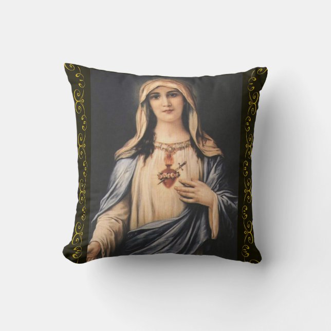 Coussin Coeur impeccable de catholique de Vierge Marie (Recto)