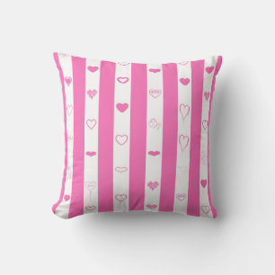 Coussin Cœur mignon rayure rose moderne