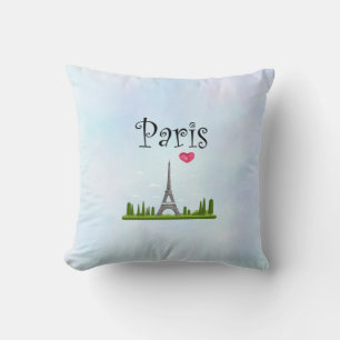 Coussin Coeur Paris avec la Tour Eiffel