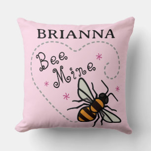 Coussin Cœur personnalisé Abeille Mienne Saint-Valentin