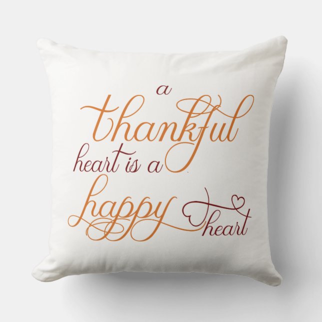 Coussin coeur reconnaissant est un coeur heureux action de (Recto)