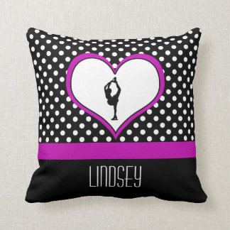 Coussin Coeur rose avec le patinage artistique chic de