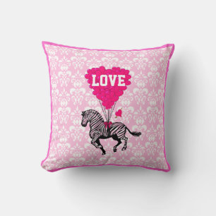 Coussin Coeur rose romantique et texte d'amour