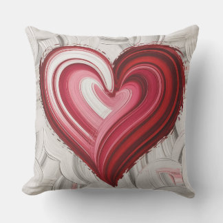 Coussin Cœur Rouge Abstrait Coup de Pinceau