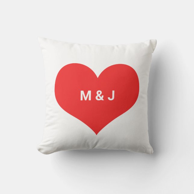 Coussin Cœur Rouge Saint-Valentin Monogramme Initiales Per (Recto)