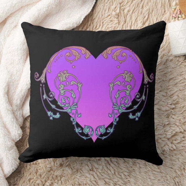 Coussin Coeur violet élégant et romantique avec de la pros (Couverture)