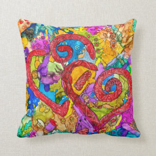 Coussin Coeurs Abstraits et colorés Lancer l'oreiller