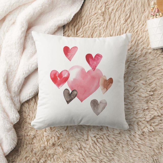 Coussin Coeurs aquarelle (Couverture)