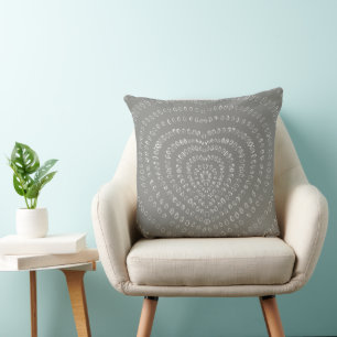 Coussin Coeurs blancs concentrés gris Boho
