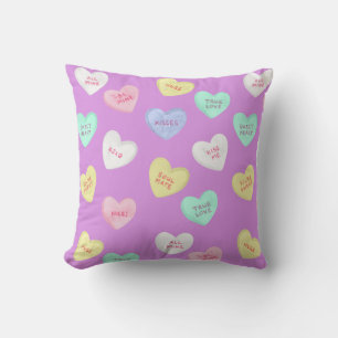 Coussin Coeurs bonbons de Saint-Valentin classique sur vio