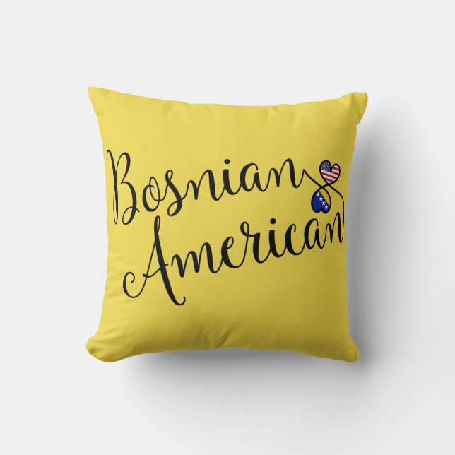 Coussin Coeurs bosniaques américains enmêlés (Recto)