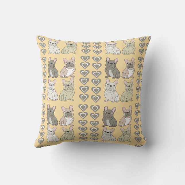 Coussin Cœurs d'amis frenchie (Verso)