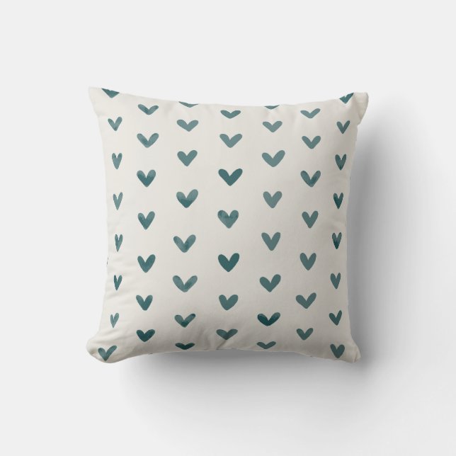 Coussin Coeurs d'amour Turquoise foncé Motif OffBlanc (Recto)