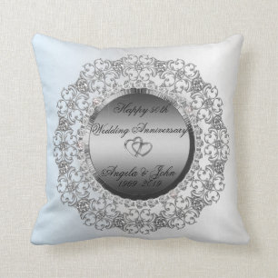 Coussin Cœurs d'argent Diamants 50e anniversaire de mariag