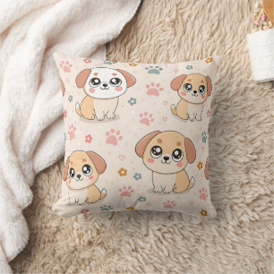Coussin Cœurs de chiot mignons motif aquarelle (6)