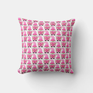 Coussin Cœurs de gnomes roses Bois scandinave Mignon