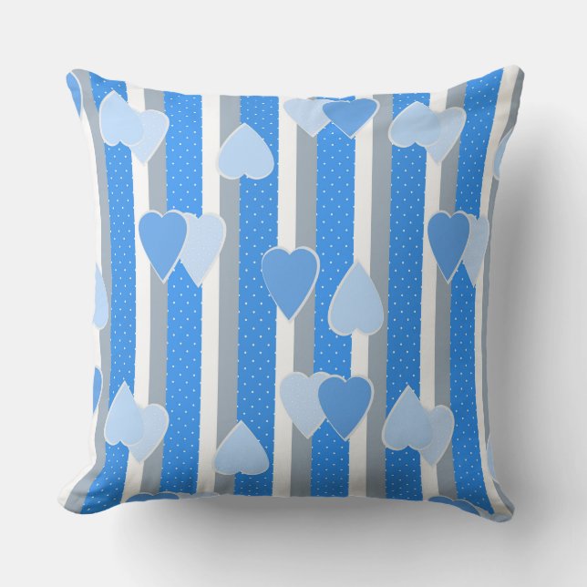 Coussin Cœurs de la Saint-Valentin sur fond rayé (Recto)