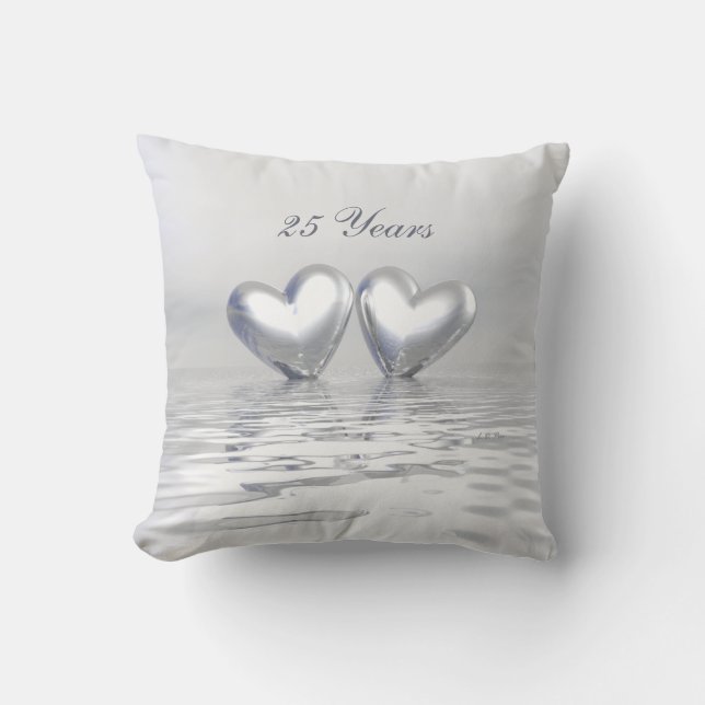 Coussin Coeurs de l'anniversaire d'argent (Recto)