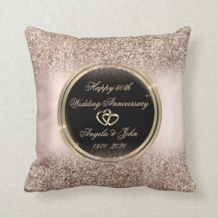Coussin Coeurs de Parties scintillant or Rose de luxe 50e 