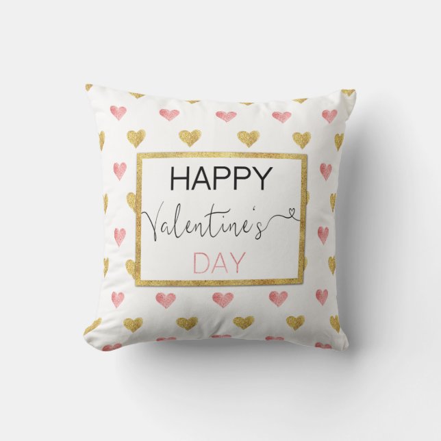 Coussin Coeurs de parties scintillantes de rose d'or de (Recto)