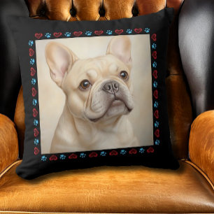 Coussin Cœurs de photo de chien personnalisés Bordure noir