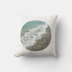 Coussin Coeurs de sable sur la plage