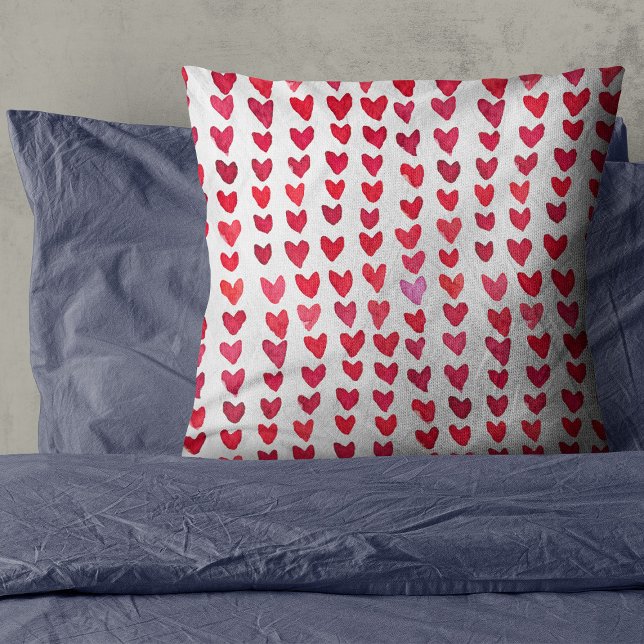 Coussin Coeurs de trait de brosse - rouge et rose (Créateur téléchargé)